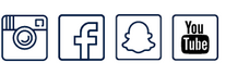 Abbildungen von Logos von Instagram, Facebook, Snapchat, Youtube